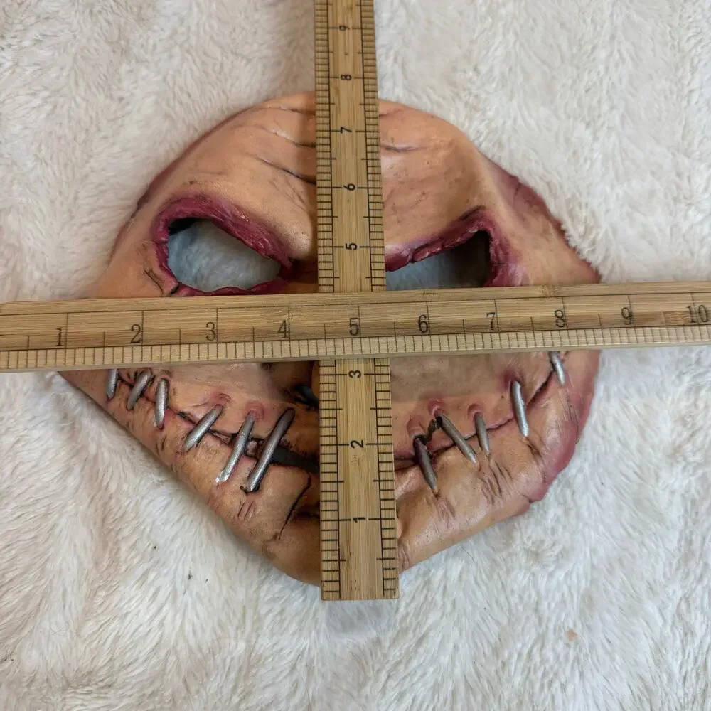 Stitched Smile Latex Halloween Mask Cannibal Serial Killer Leatherface Costume